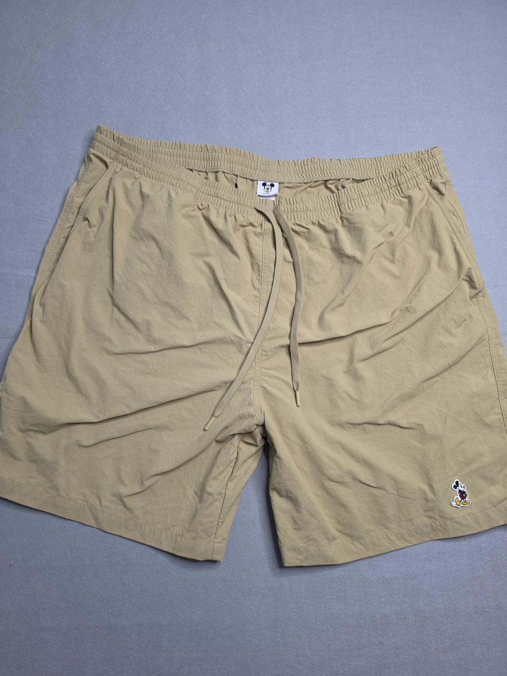 Disney Mickey Mouse Embroidered Khaki Pull On Elastic Drawstring Shorts SZ: 3XL